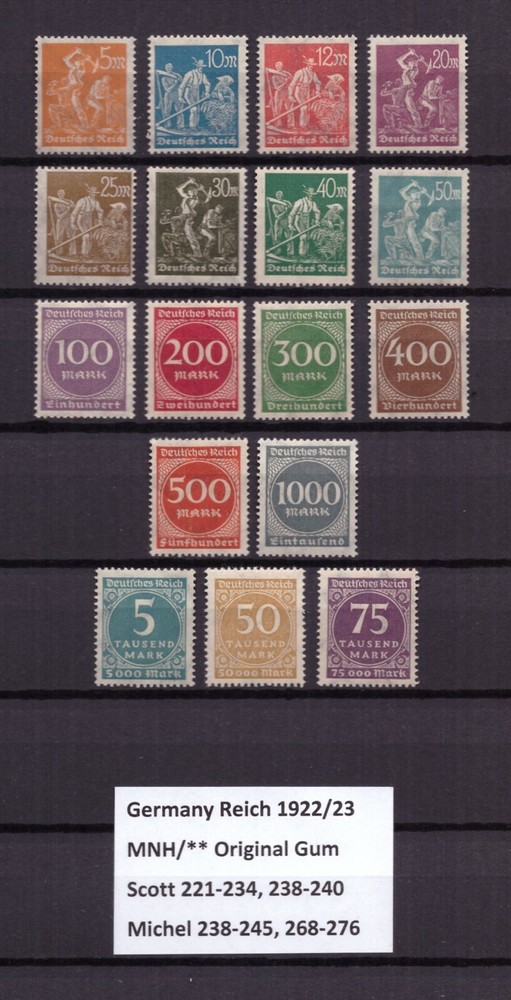 P312) Germany Reich 1922-1923 Mi. 238-245 / 268-273 / 274-276 MNH**
