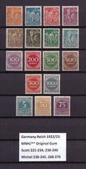 P312) Germany Reich 1922-1923 Mi. 238-245 / 268-273 / 274-276 MNH**
