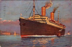 GERMANY 1926 POSTAL ILLUSTRATED BREMEN D. COLUMBUS SHIP POSTCARD ADDR & POSTMARK