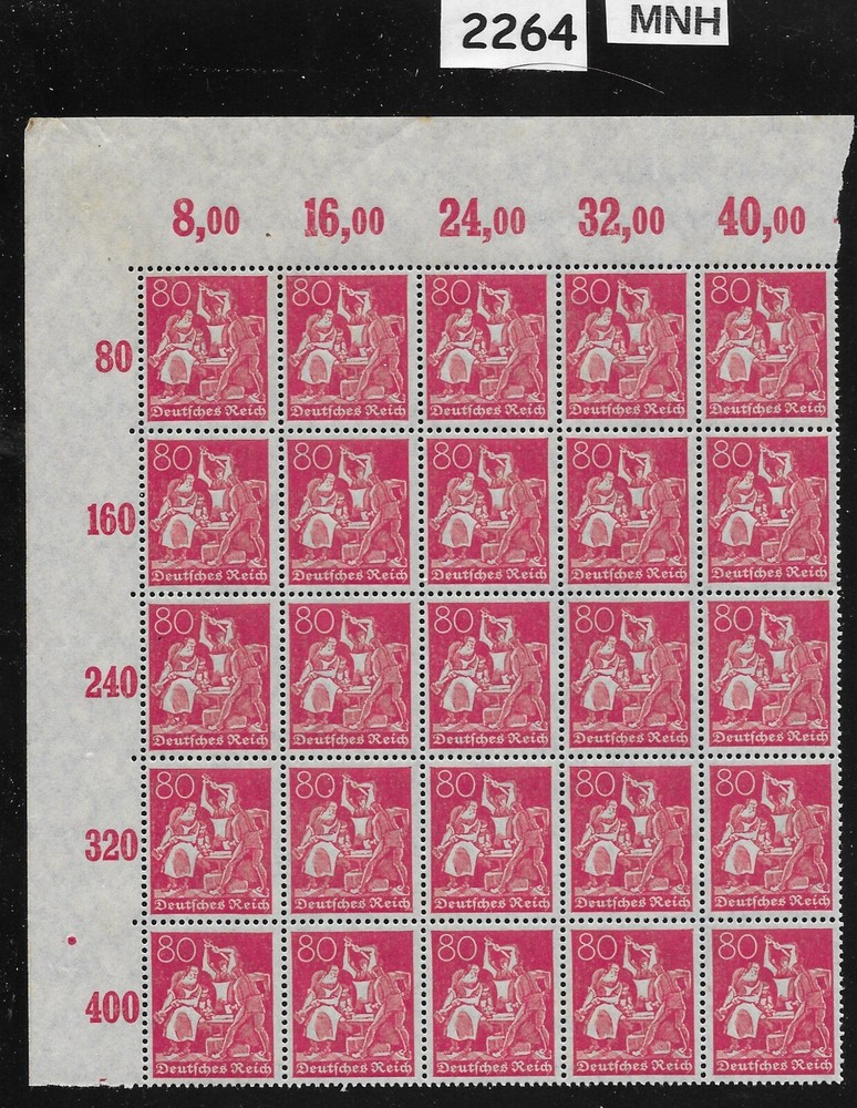 MNH Stamp block PF80 Sc 145 Iron worker Weimar Republic Germany 1921 #2264