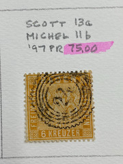 Germany States, Baden, Used – hinged on one album page, 1851-1868, High Value.