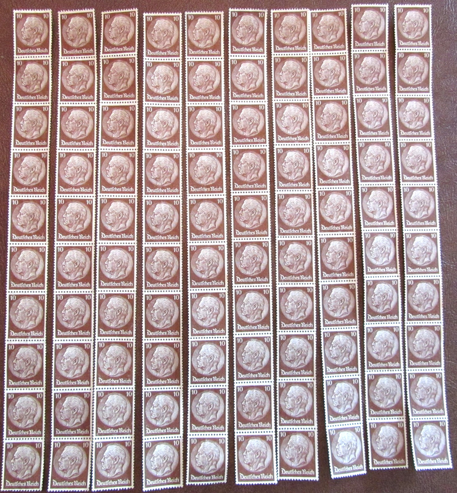 100 Paul von Hindenburg, Weimar Republic, Deutsches Reich German Stamps, 10pf