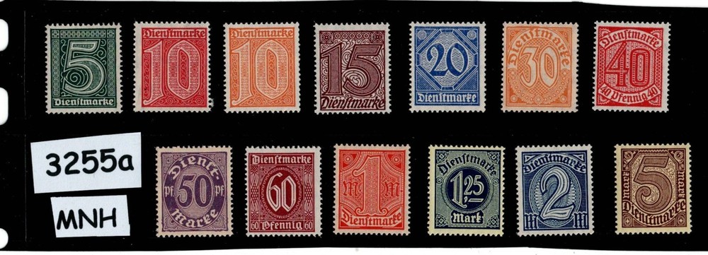 MNH Stamp set 01 – 013 Officials Weimar Republic Germany 1920-1921 #3255a