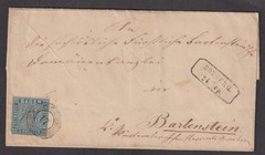 Baden 1860 3KR folded cover Boxberg over Mergentheim to Bartenstein