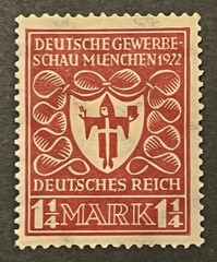 Travelstamps: Germany Stamp Sc 212/ Mi 199 Sg 118 – Arms of Munich – 1 1/4m MOGH