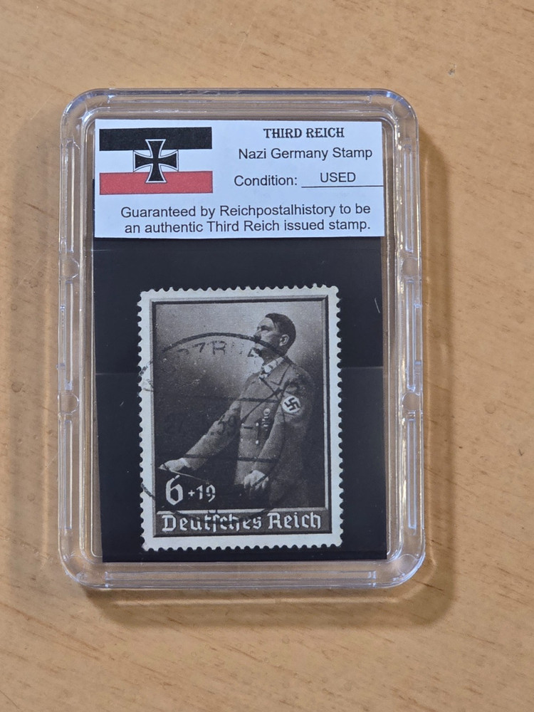 ADOLF HITLER SPEAKS AT PODIUM Third Reich Nazi German NSDAP Stamp WW2 Slab case