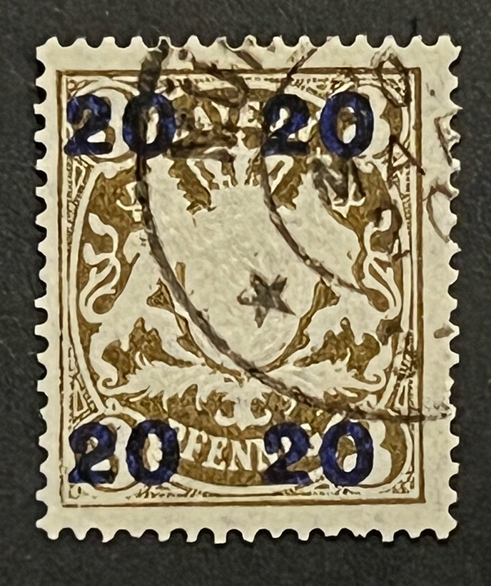 Travelstamps: 1920 Germany Bayern Overprint Stamp Mi 177 – Used Handstamped