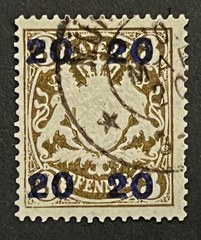 Travelstamps: 1920 Germany Bayern Overprint Stamp Mi 177 – Used Handstamped