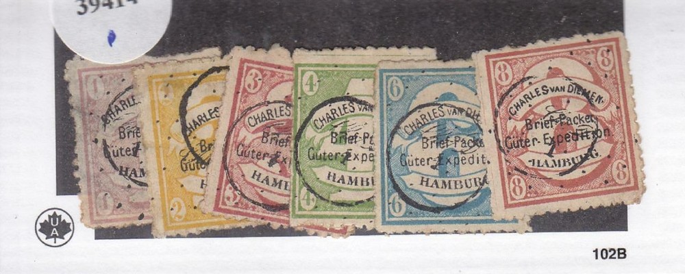 Germany: Hamburg: Local Post, Michel #B1-B6, Used, Reprints, Hinge (39414)