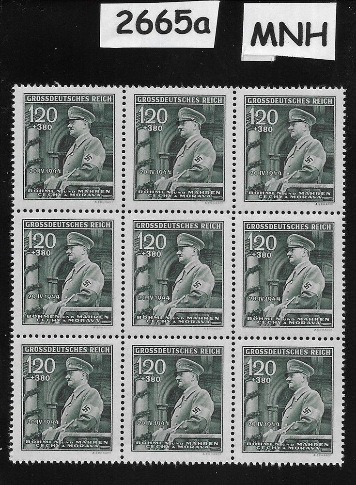 MNH Stamp Block sheet B26 Adolf Hitler Birthday 1944 / WWII Occupation #2665a