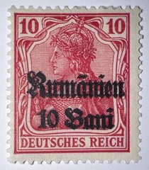 Travelstamps: 1918 Germany Stamps Romania 10 Bani on 10pf, Mint Original Gum H