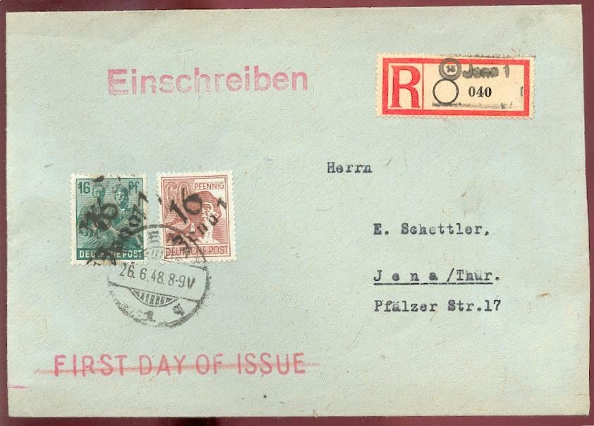 SBZ HANDSTAMP 1948 172 + A179 R-FDC GUARANTEE OF AUTHENTICITY (F3191