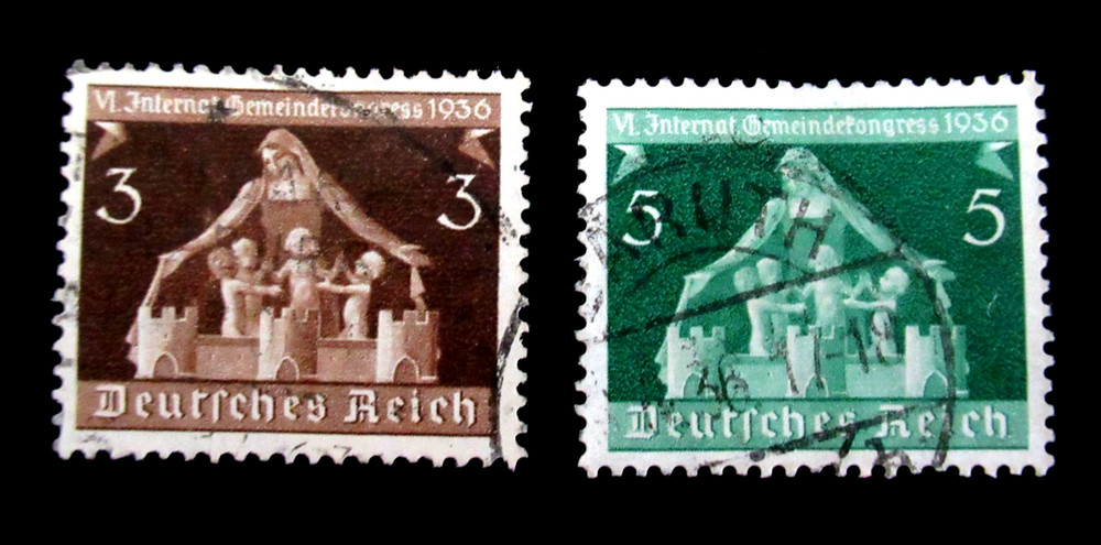 Germany Stamps Scott 473 and 474 Symbolical of Municipalities 1936 Used