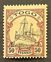 Travelstamps: Germany Togo Africa Stamps Kaiser’s Yacht 50pf Mint OG H UnWMK
