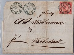 GERMANY 1862 BADEN POSTAL HISTORY LETTER ADDR WAIBSTADT & POSTMARK MECKESHEIM