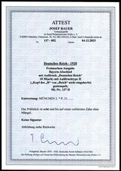 GERMANY 1920 137II used VERY BEAUTIFUL Certificate BAUER BPP (H7508