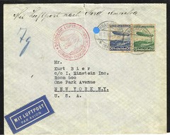 GERMANY 1936 Used „Hindenburg 2nd No. American Flight“ (to New York) Cover, VF