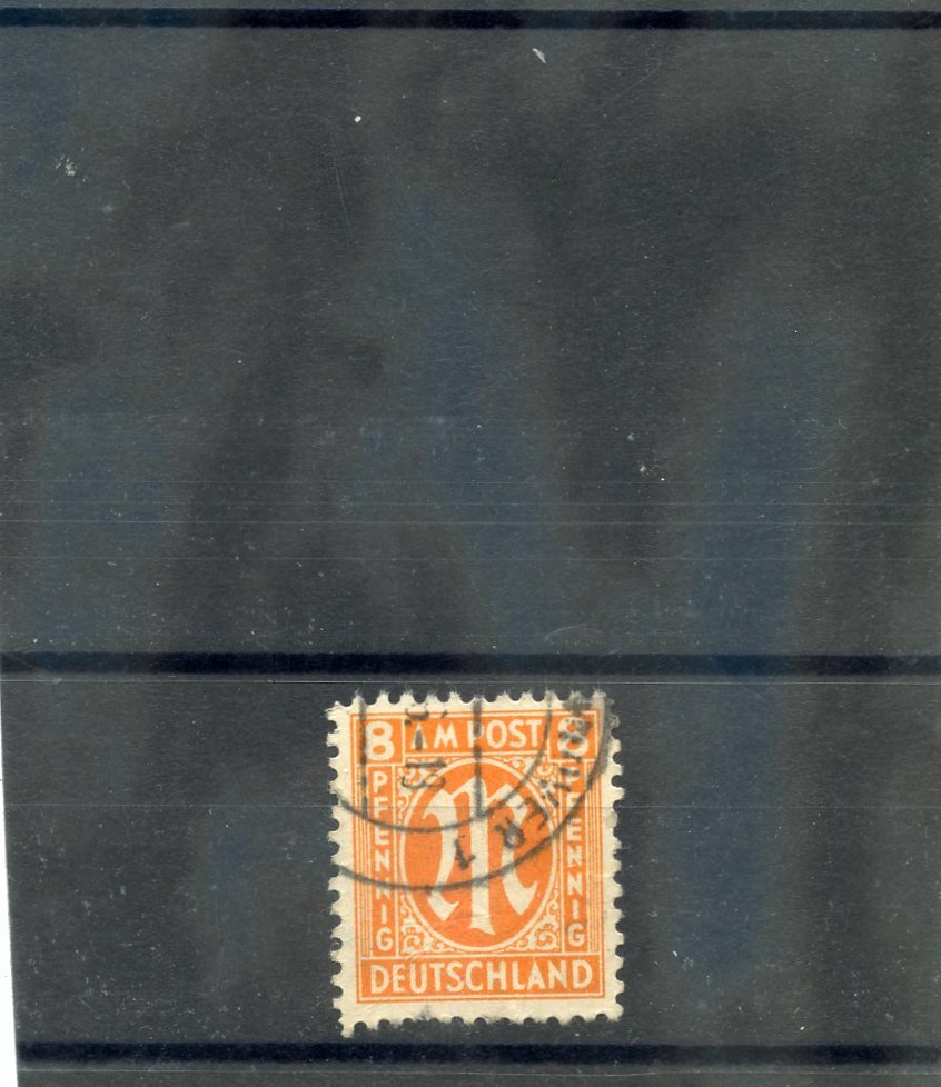 GERMANY, ANGLO-AMERICAN ZONE Sc 3N6VAR(MI 21Az)VF USED 1945 8pf RED ORANGE $90