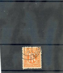 GERMANY, ANGLO-AMERICAN ZONE Sc 3N6VAR(MI 21Az)VF USED 1945 8pf RED ORANGE $90