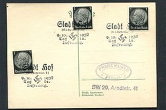 German Reich WW II : Sudetenland card with liberation cancels from 1938 – Hof –