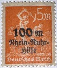 Travelstamps: 1923 Germany Stamp Scott #B5 , Charity Overprint Surcharge MOGNH