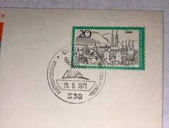 1971 Germany Goslar First Day Cover FDC 20pf Stamp Tourism Series Sept 15