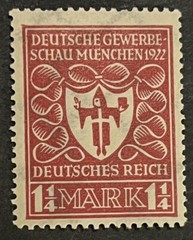 Travelstamps: Germany Stamp Sc 212/ Mi 199 Sg 118 – Arms of Munich – 1 1/4m MOGH