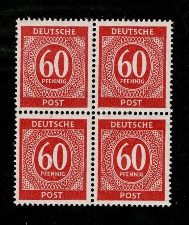 MNH Stamp block Sc 552 1946 Post WWII Germany Large numeral From mint sheet