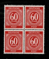 MNH Stamp block Sc 552 1946 Post WWII Germany Large numeral From mint sheet