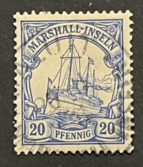 Travelstamps: GERMANY MARSHALL ISLANDS STAMPS Kaiser’s Yacht 20pf UnWMK Used