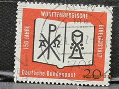The listing:(1)1962 Deutsche Württemberg Bible Inst. 20 Pfennig Postage Stamp-LH