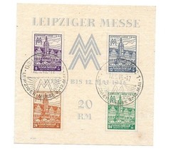 GERMANY 1946 LEIPZIGER MESSE MINIATURE SHEET Postmarked