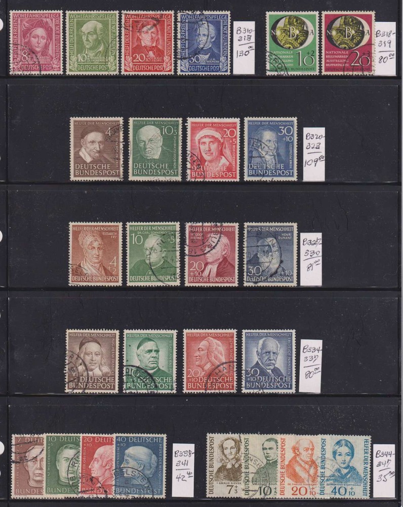 E2830: Germany Post WW II Semi-Postal Sets, Used; CV $560