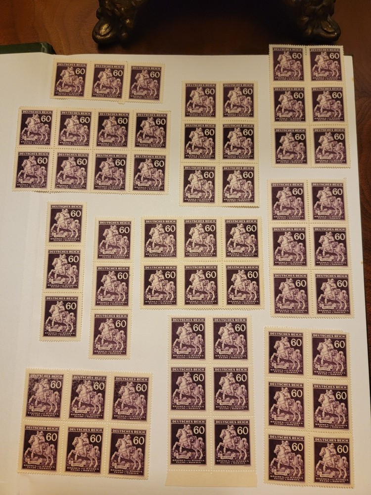Large collection of 220 MNH stamps of BOHEMIA AND MORAVIA, WWII, 1943 60h day