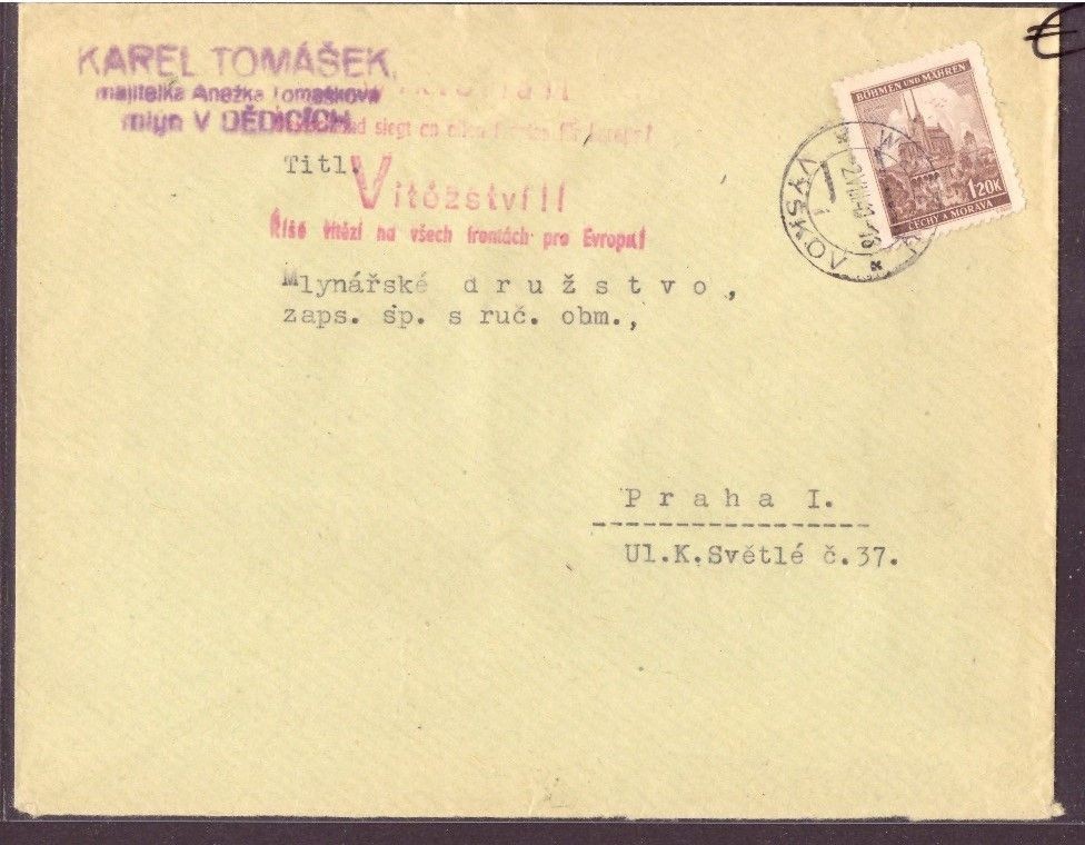 Bohemia and Moravia – Letter of requisition to Prague 1941