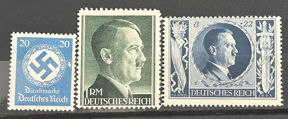 German Classic Stamps Reich officials x 3 Hitler swastika etc MH* Mint ww2 /808a