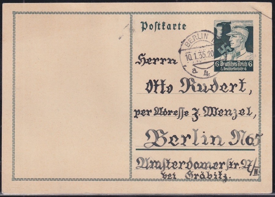 1935 VINTAGE GERMAN POSTCARD (ITEM0487) MAGNIFICENTLY ADDRESSED