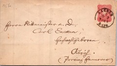 GERMANY 1884 POSTAL HISTORY STATIONERY COVER ADDR & POSTMARK AACHEN