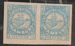 Germany local private post stamp Hamburg saeling ship 3pf imperf