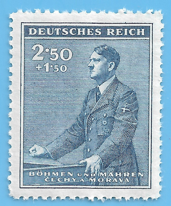 Germany German 1941 B&M Occupation Adolf Hitler 2.50+1.50 Stamp MNH WW2 ERA