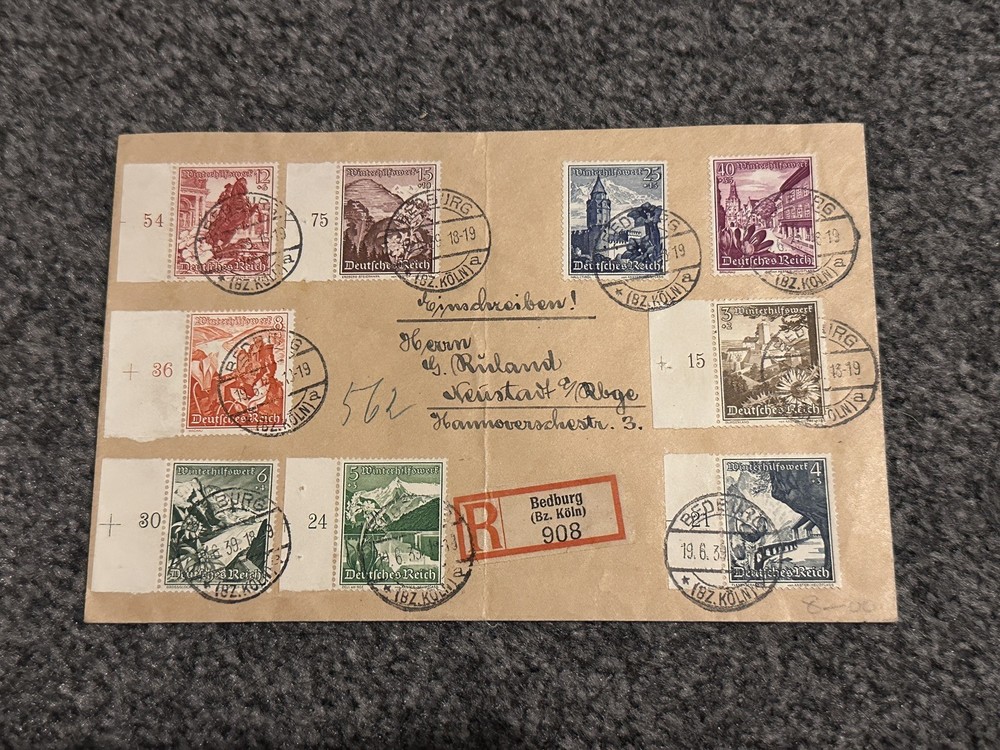GERMANY 1939 PHILATELIC EXHIBITION FDC BEDBURG POSTMARK REGISTERED COVER