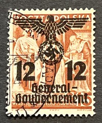 Travelstamps: Germany Stamp Poland 12 groschen Used Handstamped