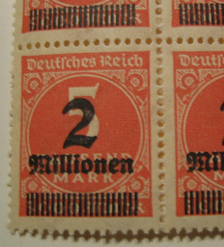 4 SET 1923 Deutsches Hyperinflation Stamps 5000 Marks Overstamp 2 Million Marks