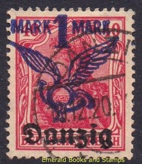 EBS DANZIG 1920 – Germania – Air Mail – 1 Mark – Michel 52 – Used – cv $75 (b15