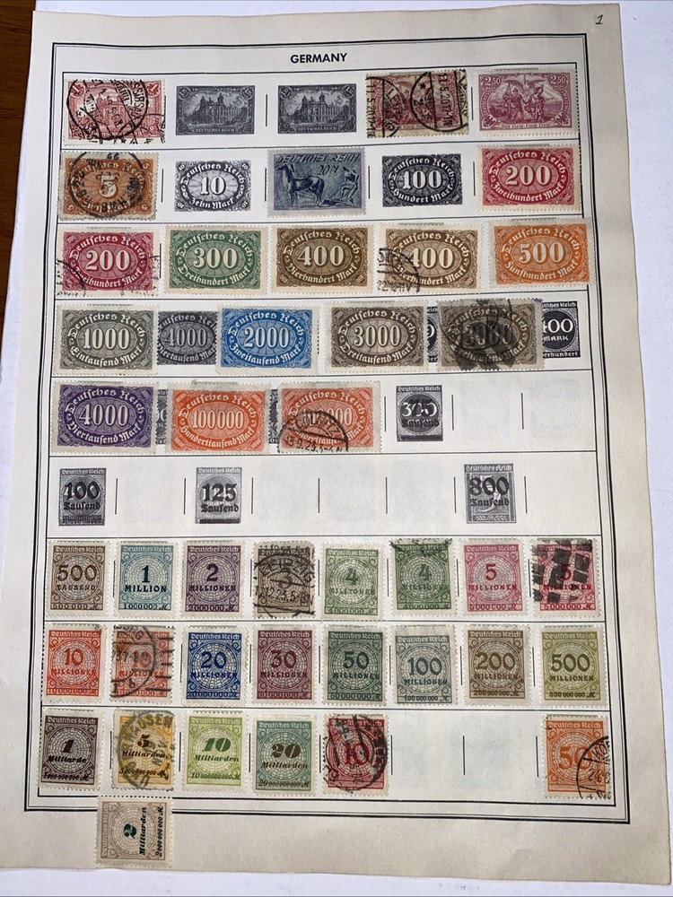 GERMANY ~several (100) German Stamps ~ c.1920’s Full Page 2 Side