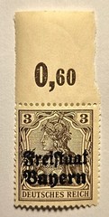 Deutches Reich VINTAGE 1919 Bavaria Overprint, 3 Pf. MINT Single Stamp, w/#tab!