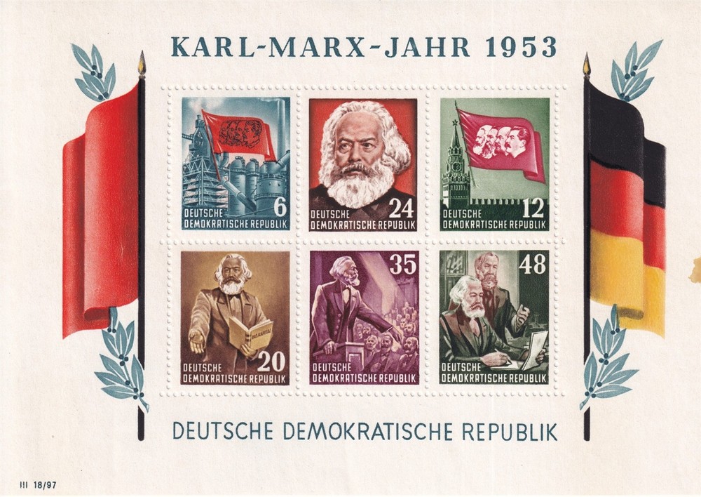 Stamp Germany DDR SC 144A Sheet 1953 Lenin Marx Stalin Communist MNH F