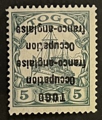 Travelstamps: Germany Togo Stamps Kaiser’s Yacht 5pf Inverted Double OP * SIGNED