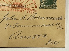 RARE 1931 GERMANY GRAF ZEPPELIN POLAR TRIP MALYGIN SHIP ON U.S. POSTCARD #C41