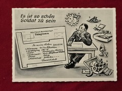 POST WW2 WWII OCCUPIED Germany Nice to be a Soldier Humor comic German Postcard